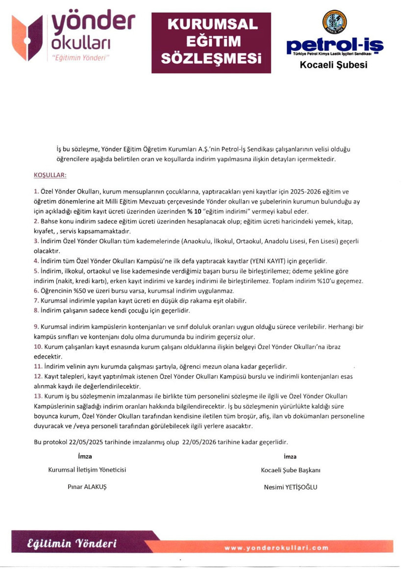 Sendikalı işçiler eğitim ve sağlık kurumlarında indirim kazandı! Petrol İş Kocaeli’den iki protokol - Resim : 1