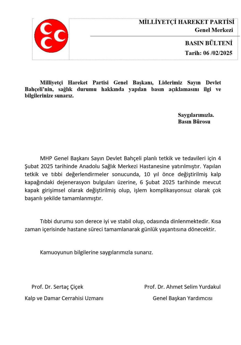 Devlet Bahçeli Kocaeli’de ameliyat oldu… Kalp kapakçığı değiştirildi - Resim : 1