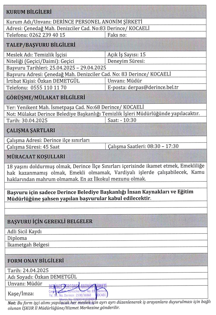 Kocaeli’deki o belediye 15 işçi alacak! - Resim : 1