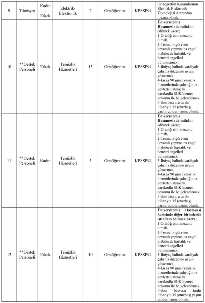 Bugün son gün; Kocaeli Üniversitesi çok sayıda personel alacak! - Resim : 2