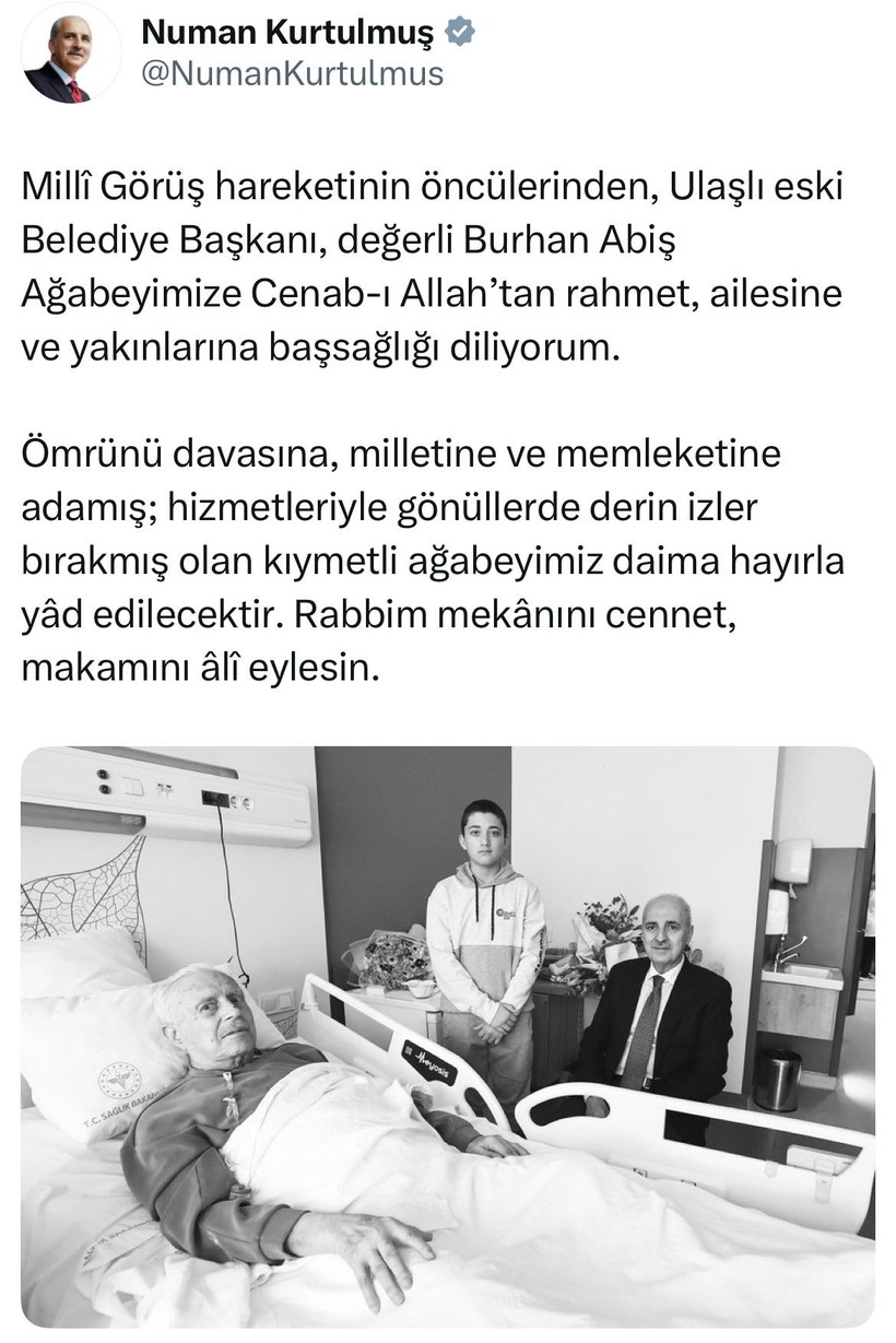 Burhan Abiş'in vefatının ardından Numan Kurtulmuş'tan paylaşım - Resim : 1