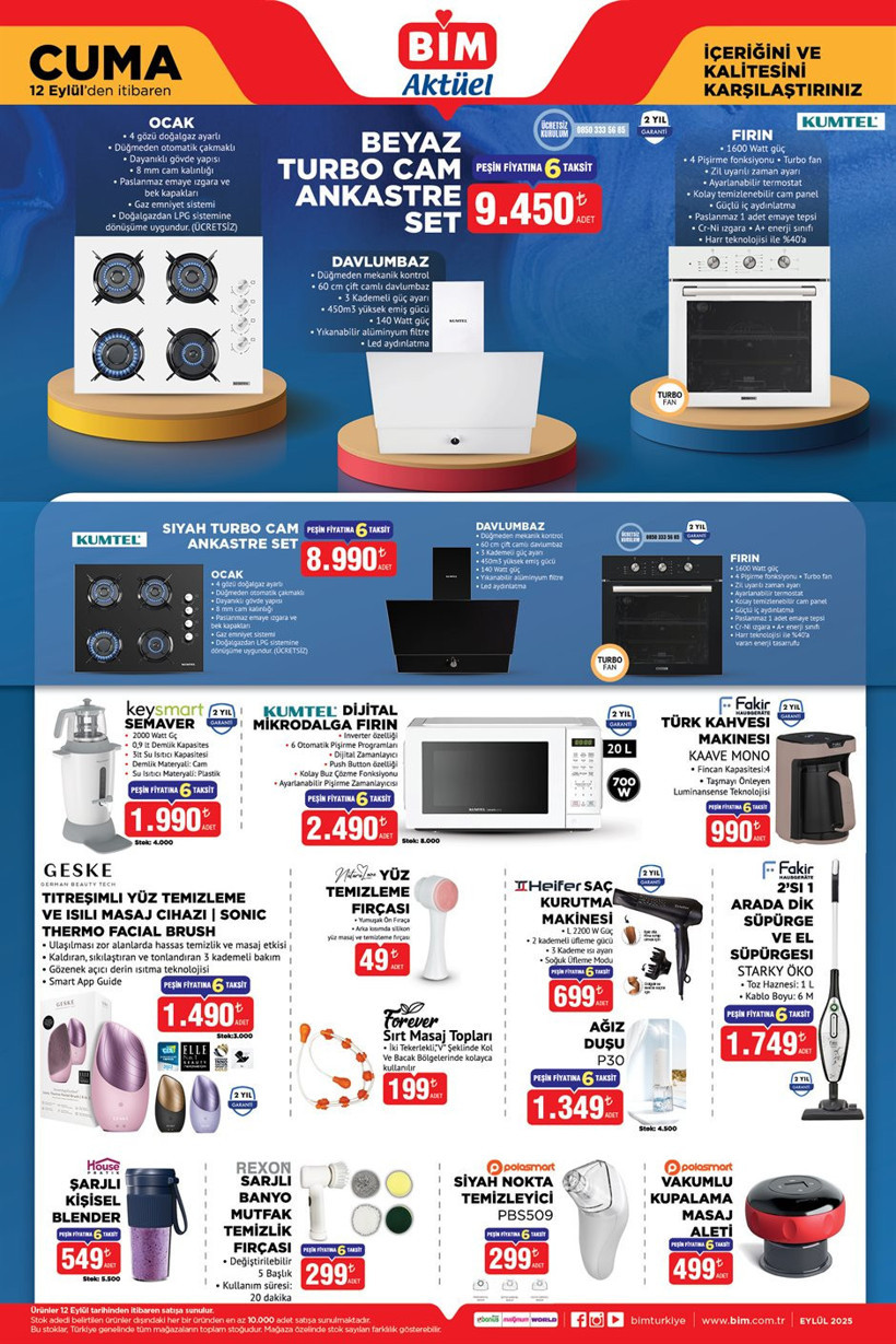 BİM AKTÜEL 12 EYLÜL 2025 KATALOĞU Bu Cuma Semaver, Dijital Mikrodalga Fırın, Cep Telefonu Satışta - Resim : 1