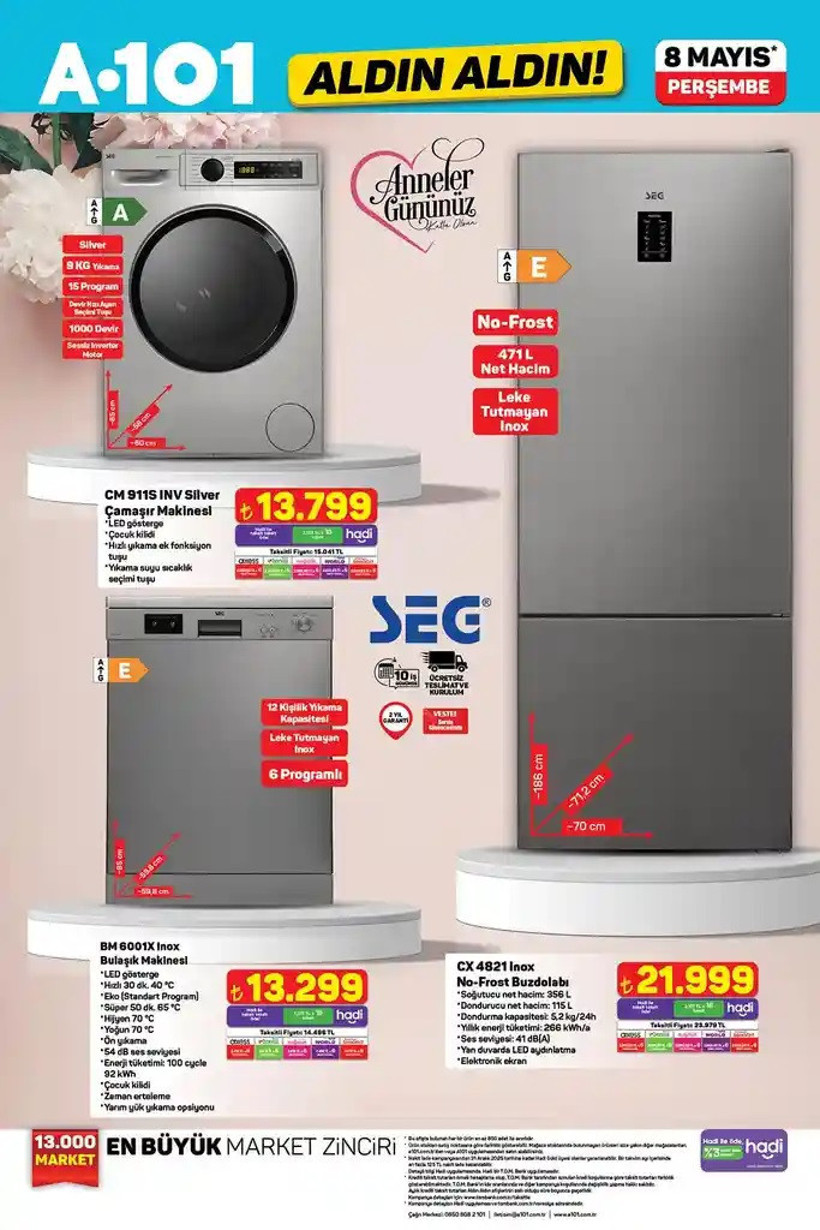 A101 8 Mayıs Aktüel Kataloğu Koltuk Yıkama Makinesi, Dikiş Makinesi, Elektrikli Moped Geldi - Resim : 1