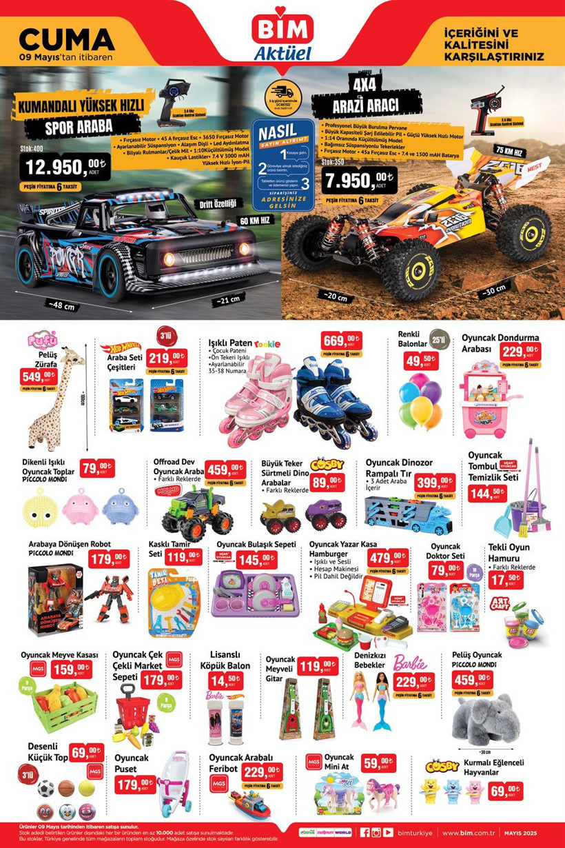 9 Mayıs BİM Kataloğu 2025 Arazi Aracı, Düdüklü Tencere, Motosiklet, Mini Buzdolabı Satılıyor - Resim : 1