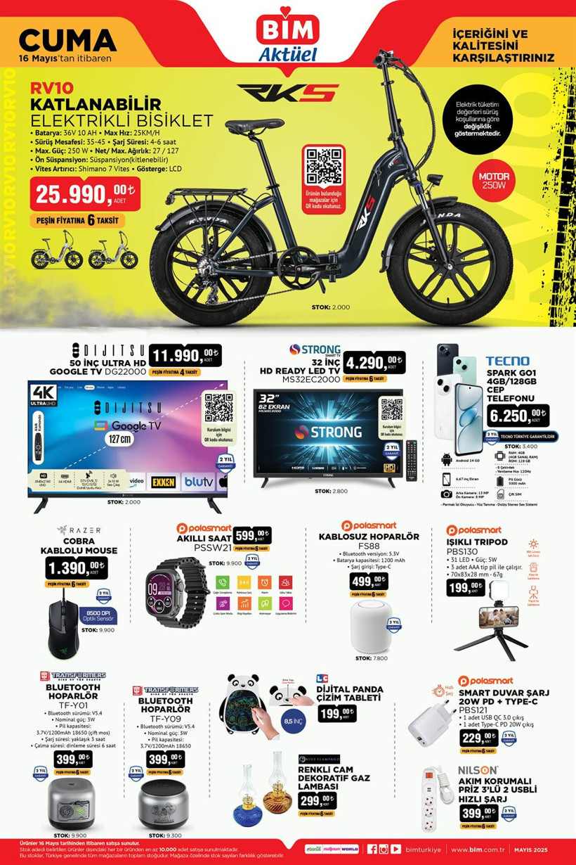 16 Mayıs BİM Aktüel Ürünler Kataloğu Siyah Cam Ankastre Set, Katlanabilir Elektrikli Bisiklet Geldi - Resim : 2