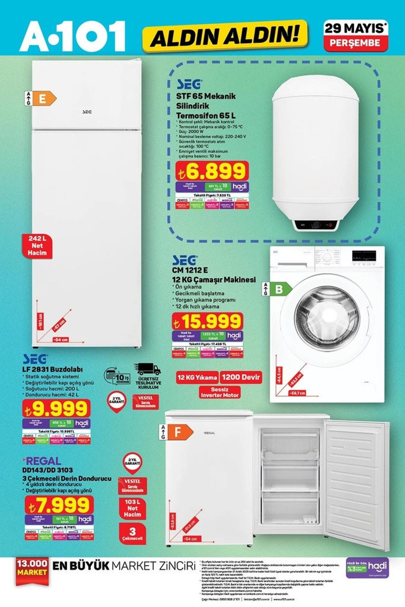 29 Mayıs A101 Kataloğu 2025 Üç Tekerlekli Elektrikli Moped, Benzinli Motosiklet, Televizyon Geldi - Resim : 2