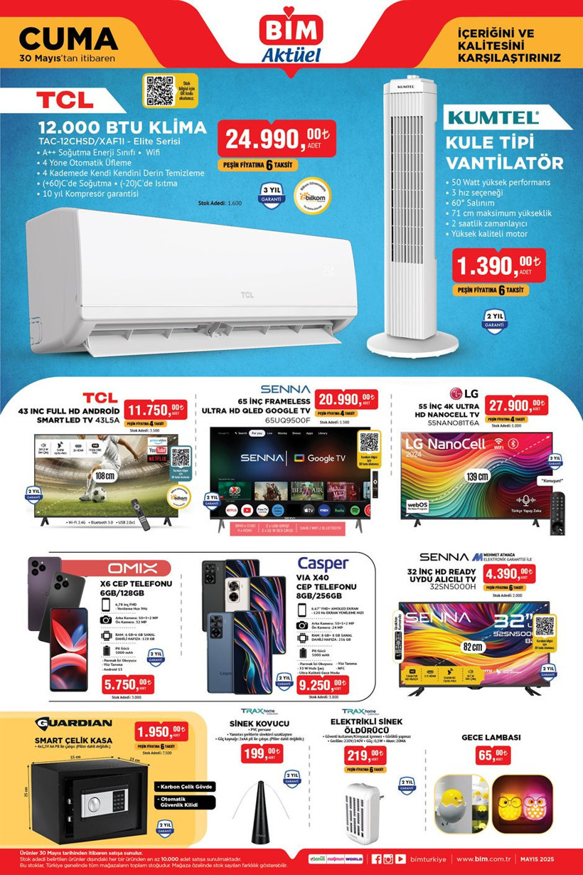 30 Mayıs Cuma BİM Aktüel Ürünler Kataloğu Klima, Elektrikli Bisiklet, Turbo Siyah Cam Ankastre Set - Resim : 3