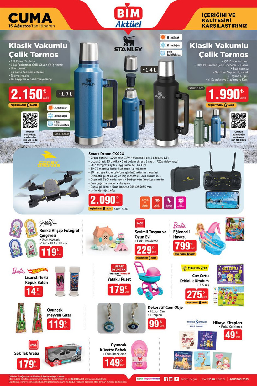 15 Ağustos BİM Aktüel Ürünler Kataloğu Halı Yıkama Makinesi, Ankastre, Stanley Termos Geldi - Resim : 5