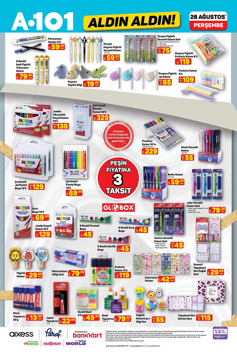 A101 Kırtasiye Ürünleri Kataloğu 2025 Defter, Silgi, Kalem, Kalemtıraş, Okul Çantası, Boya Seti Var - Resim : 4