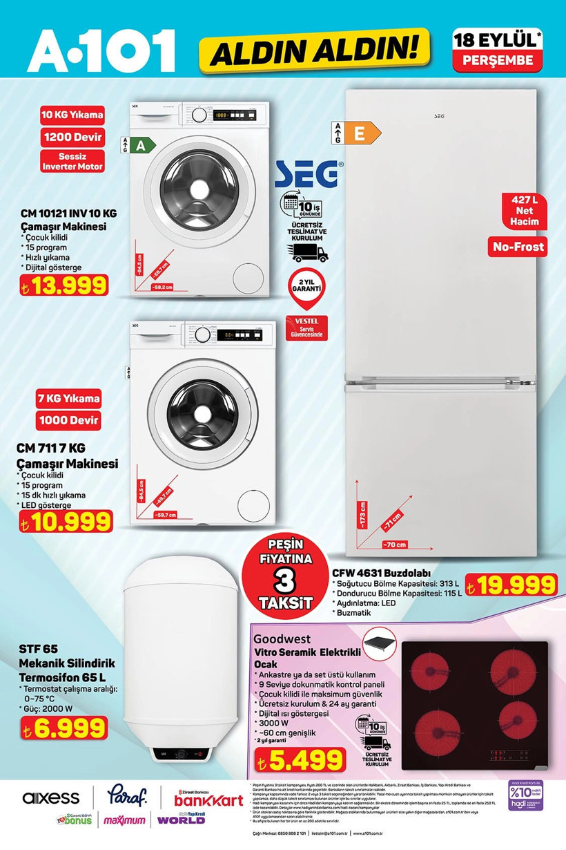 A101 Aktüel Ürünler Kataloğu 18 Eylül 2025 Perşembe Fırın, Elektrikli Ocak, Waffle Makinesi Kaçmaz - Resim : 6