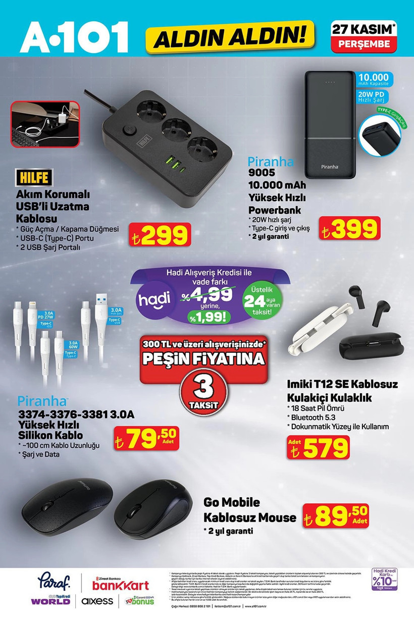 27 Kasım Perşembe A101 Aktüel Kataloğu Elektrikli Ev Aletleri, Volta Motosiklet, Buharlı Ütü Var - Resim : 1