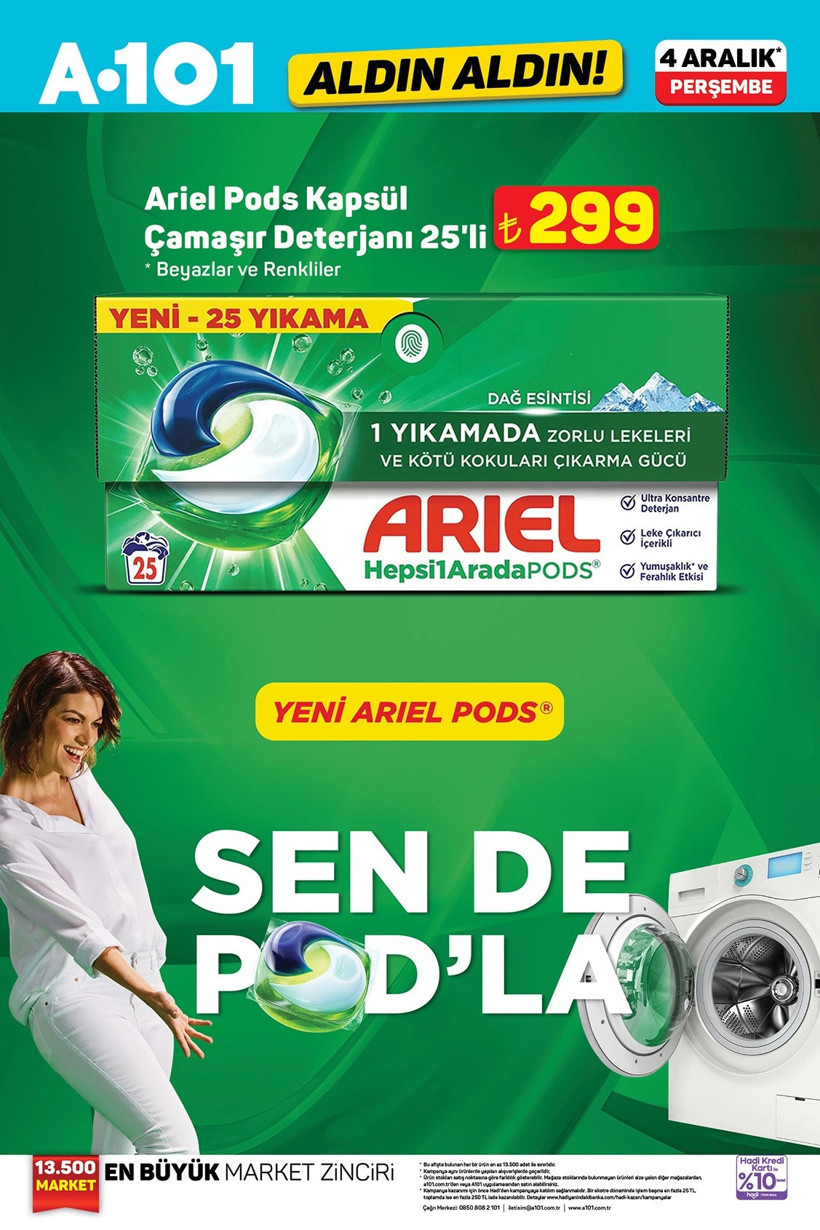 A101 29 KASIM - 5 ARALIK 2025 KATALOĞU Haftanın Yıldızları Ariel Kapsül Çamaşır Deterjanı Geldi - Resim : 2