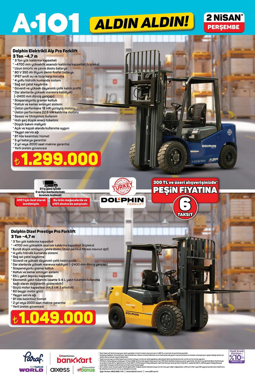 2 Nisan A101 Aktüel Ürünler Kataloğu 2026 Elektrikli Kamyonet İle 3 Tonluk Pro Forklift Geliyor - Resim : 3