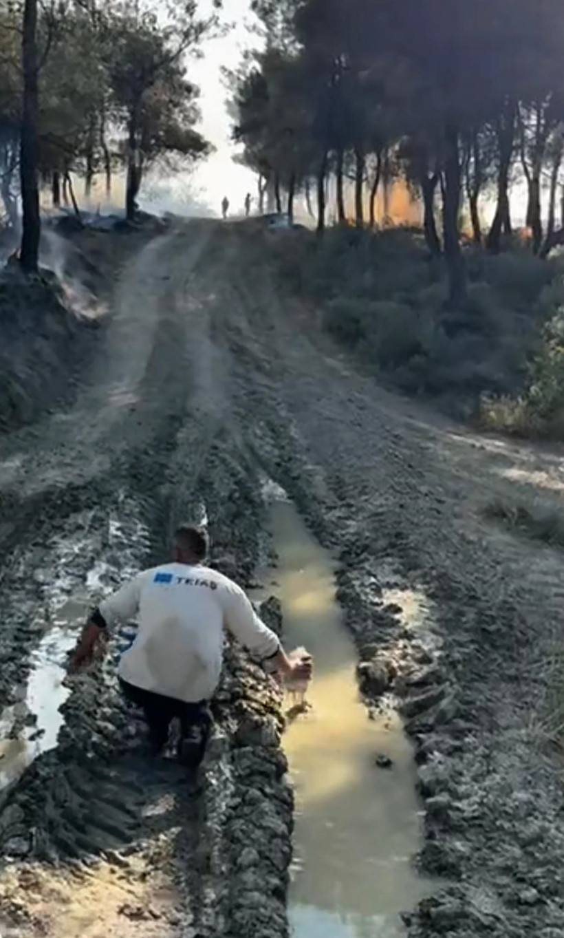 Alevlere elindeki pet şişeyle direndi! - Resim : 4