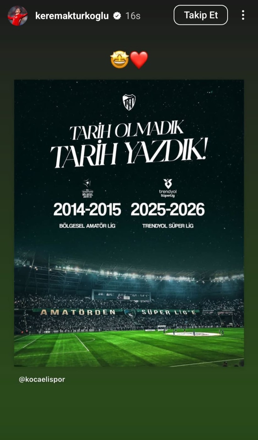 Kerem Aktürkoğlu'ndan Kocaelispor paylaşımı! - Resim : 1
