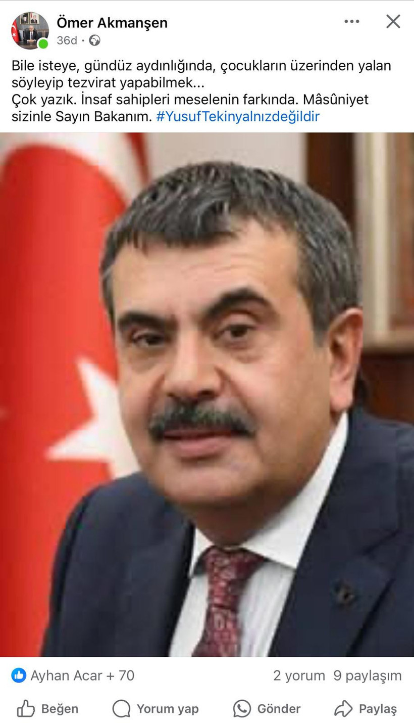 Ömer Akmanşen'den Yusuf Tekin'e destek! - Resim : 1