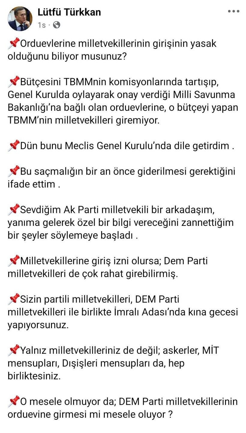 Türkkan'dan orduevi yasağına tepki! "DEM Parti'nin girmesi mi mesele oluyor?" - Resim : 1