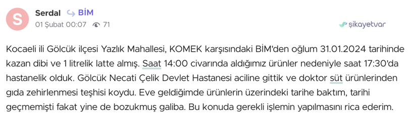 Kocaeli'de bir vatandaş, zincir marketten aldıkları üründen zehirlendiklerini iddia etti - Resim : 1