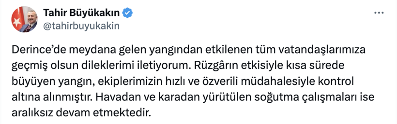 Tahir Büyükakın'dan yangın açıklaması: Soğutma çalışmaları aralıksız devam ediyor - Resim : 1