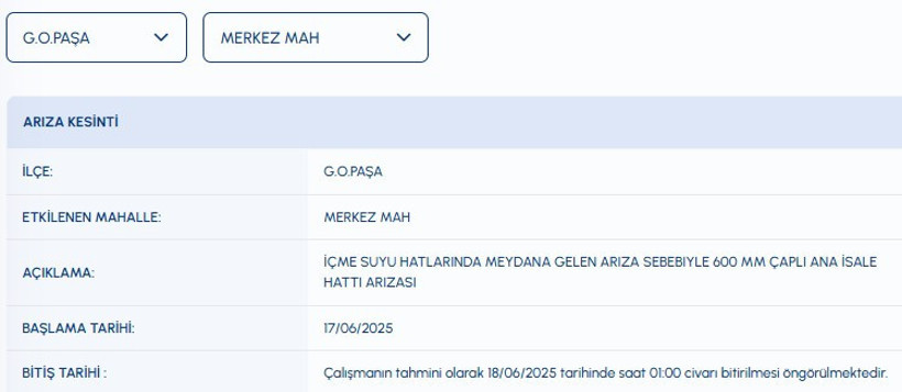 Gaziosmanpaşa Su Kesintisi (17 Haziran 2025) | İstanbul Gaziosmanpaşa'da Sular Ne Zaman Gelecek? - Resim : 1