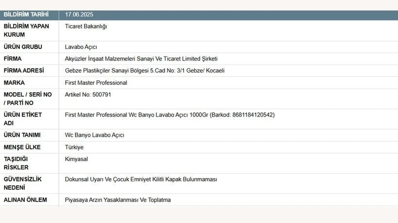 Kocaeli’de üretiliyor… Bakanlık harekete geçti, o temizlik ürünü zehir saçıyor! - Resim : 1