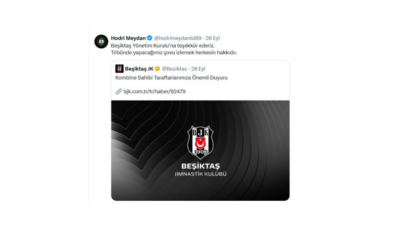 Hodri Meydan’dan Beşiktaş yönetimine teşekkür! - Resim : 1