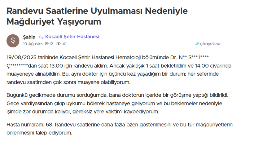 Şehir Hastanesi'nde randevu saatlerine uyulmuyor mu? "Üçüncü kez başıma geldi" - Resim : 1
