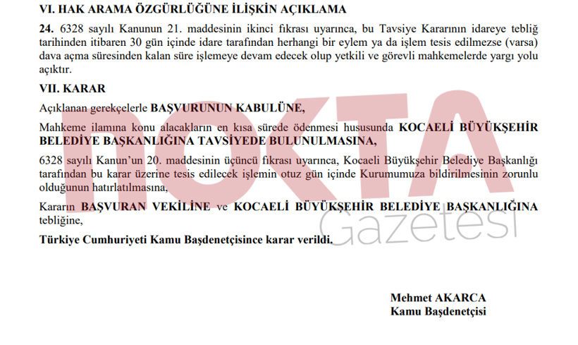 Kamu Denetçisi’nden “ağır mağduriyet” uyarısı! Büyükşehir Belediyesi vatandaşın tazminatını ödemedi - Resim : 1
