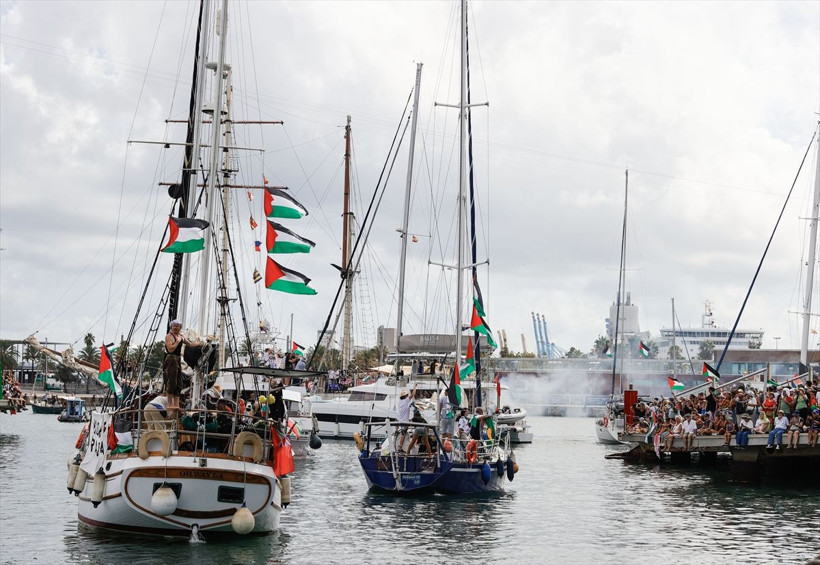 Onlarca tekne İsrail'in ablukasını kırmak ve Filistin ile dayanışma için Akdeniz'de yelken açtı - Resim: 9