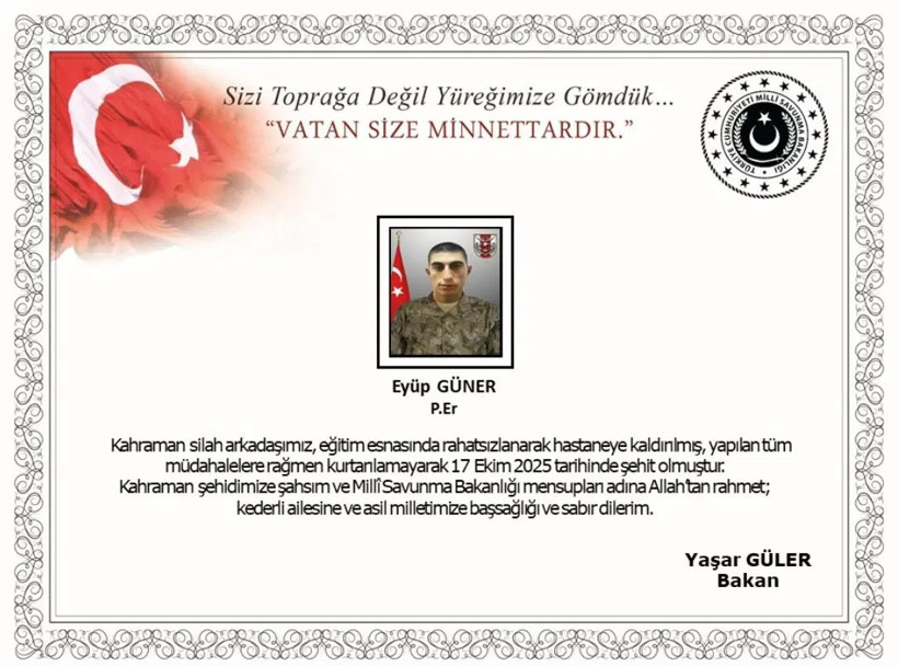 MSB acı haberi duyurdu: 1 asker şehit oldu! - Resim : 1