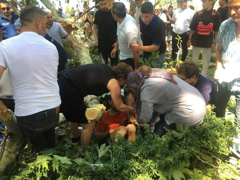 Değirmendere’de korku dolu anlar! Vatandaşların üzerine ağaç dalı devrildi - Resim : 3