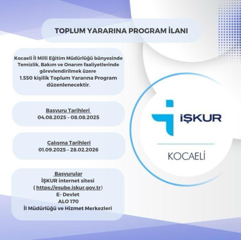 Kocaeli’de okullar için 1550 kişi alınacak - Resim : 1
