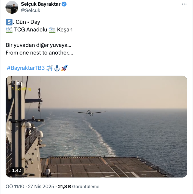 Bayraktar TB3 ve TCG Anadolu işbirliği tarih yazıyor! - Resim : 1