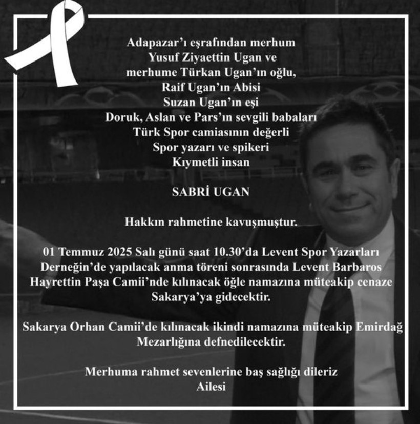 SABRİ UGAN CENAZE PROGRAMI: Spor Spikeri Sabri Ugan'ın Cenazesi Ne Zaman, Nerede Yapılacak? - Resim : 1