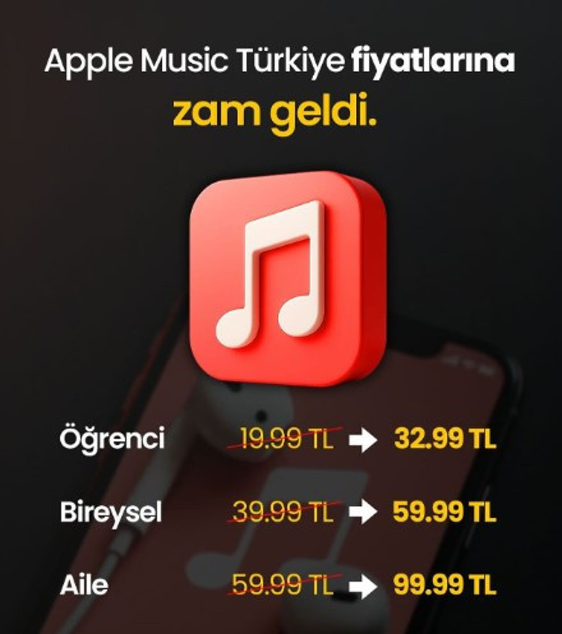 APPLE MÜZİK TÜRKİYE FİYATLARINA REKOR ZAM! Apple Müzik Türkiye Yeni Fiyatları Ne Kadar? - Resim : 1