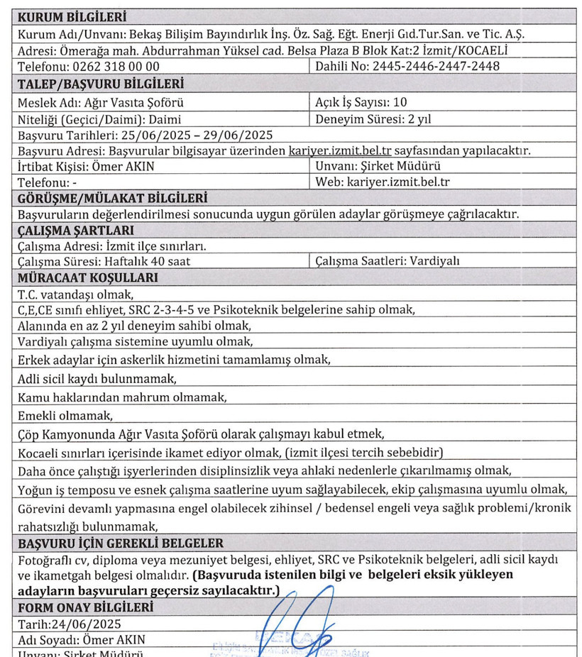 İzmit Belediyesi şoför alacak! - Resim : 2