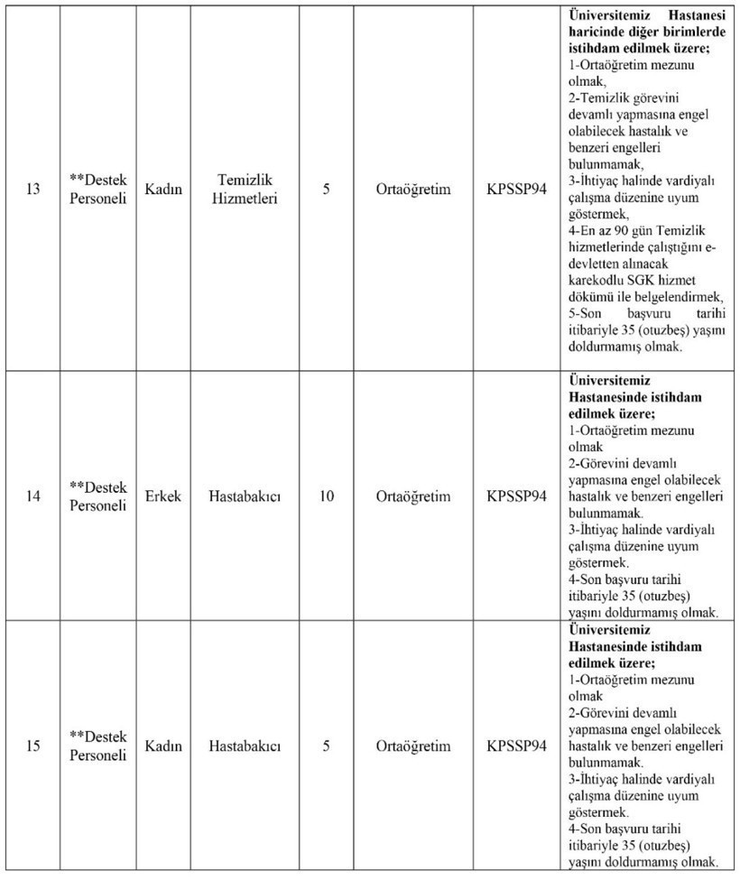 Bugün son gün; Kocaeli Üniversitesi çok sayıda personel alacak! - Resim : 3